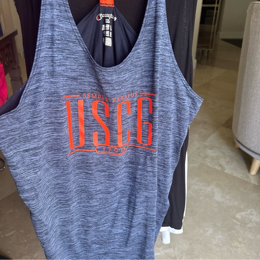 Champion Gray and Red Tank Top, sportswear, activewear, lounge